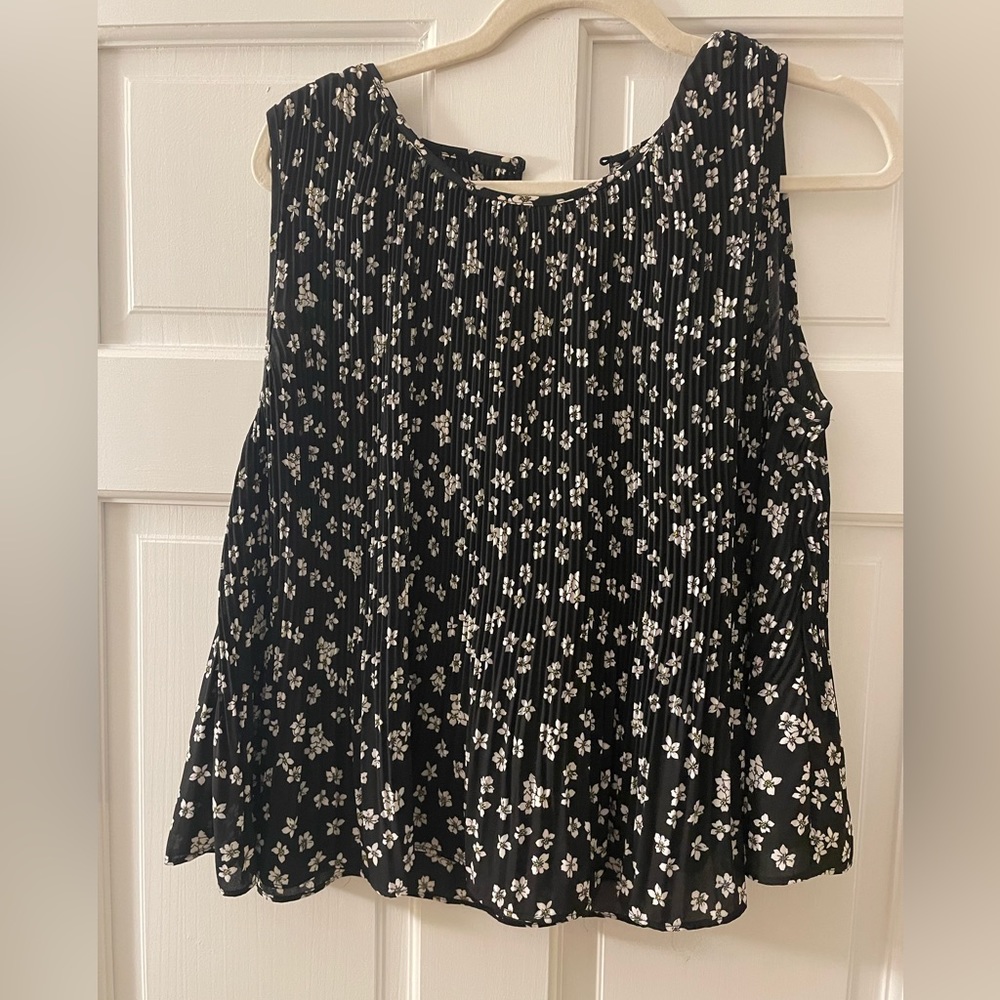 Flowing black and white floral blouse